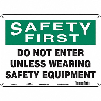 Safety Sign 10 in x 14 in Polyethylene