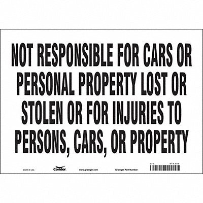 Safety Sign 10 in x 14 in Vinyl