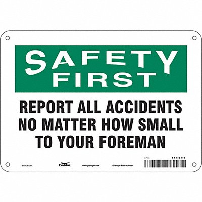 J7028 Safety Sign 7 in x 10 in Aluminum