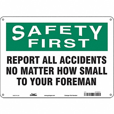 J7028 Safety Sign 10 in x 14 in Aluminum