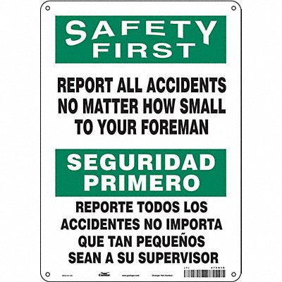 Safety Sign 14 inx10 in Polyethylene
