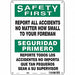Safety Sign 14 inx10 in Polyethylene