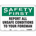 Safety Sign 10 inx14 in Polyethylene