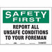 Safety Sign 10 in x 14 in Vinyl
