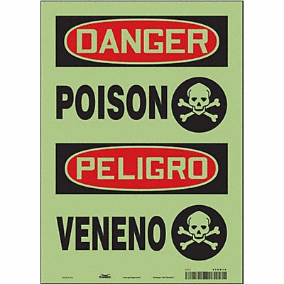 Safety Sign 14 in x 10 in Glow Vinyl