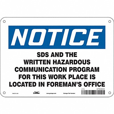 Safety Sign 7 inx10 in Polyethylene
