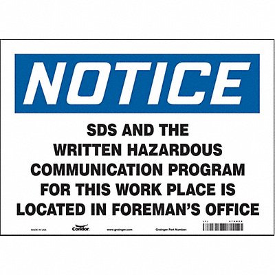 Safety Sign 10 in x 14 in Vinyl