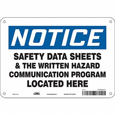 J9712 Safety Sign 7 inx10 in Polyethylene