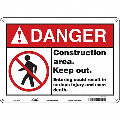 Safety Sign 10 inx14 in Polyethylene