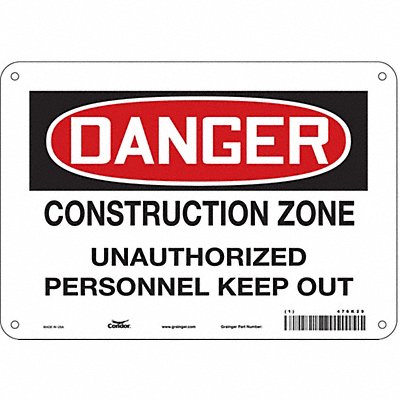 Safety Sign 7 in x 10 in Polyethylene