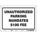 Unauthorized Vehicles Parking Sign 7x10 