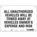 Vehicles Will Be Towed Sign White 7 x10 