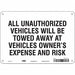 Vehicles Will Be Towed Sign White 7x10 