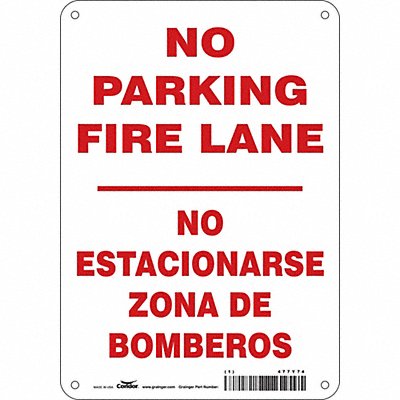 Fire Lane No Parking Sign 10 x 7 