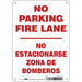 Fire Lane No Parking Sign 10 x 7 