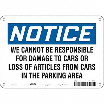 Parking Lot Damage Sign 7 x 10 