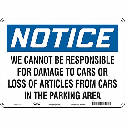 Parking Lot Damage Sign 10 x 14 