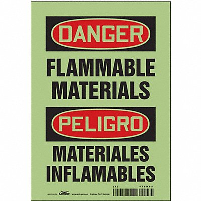 Safety Sign 10 in x 7 in Glow Vinyl
