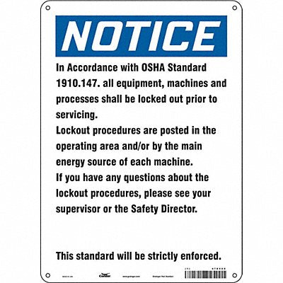 Safety Sign 14 in x 10 in Polyethylene