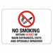 No Smoking Sign 7 inx10 in Plastic