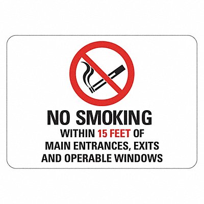No Smoking Sign 7inx10in Non-PVC PK2