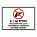 Rflctive No Weapons Sign 7x10in Aluminum