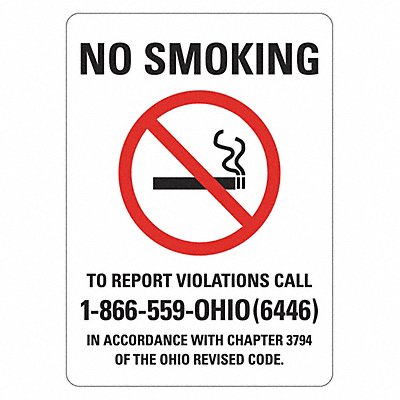 Reflective No Smoking Sign 14x10in Alum