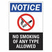 No Smoking Sign 10 inx7 in Plastic