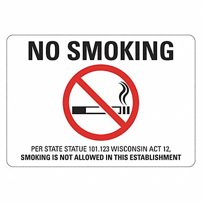 No Smoking Sign 10 inx14 in Plastic