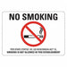 No Smoking Sign 10 inx14 in Plastic
