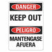 Danger Sign 14 in x 10 in Plastic