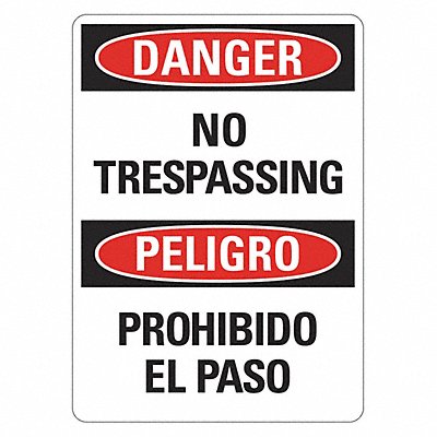 Danger Sign 14 inx10 in Plastic