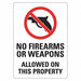 Rflctv Weapons Notice Sign 14x10in Alum