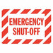 Aluminum Emergency Shut Off Sign 10x14in