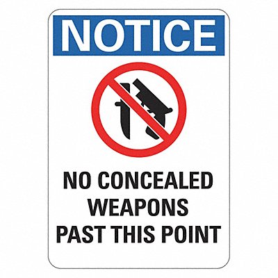 Rflctv Weapons Notice Sign 14x10in Alum