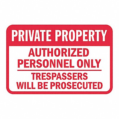 Rflctv Private Property Sign 12x18in Alu