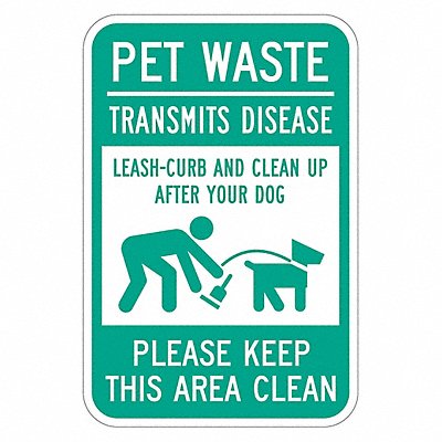 Rflctv Pet Waste Sign 18x12in Aluminum