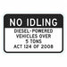 No Idling Parking Sign 12 x 18 