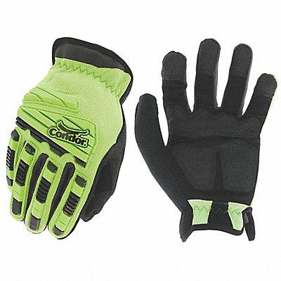 J7287 Mechanics Gloves Hi-Vis Green 12 PR