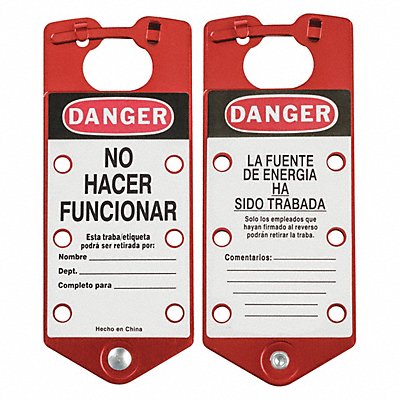 Lockout Hasp Red Aluminum 7-1/2 L PK5