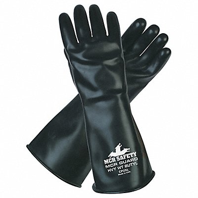 J4424 Chemical Gloves L 14 in L Blk Butyl PR