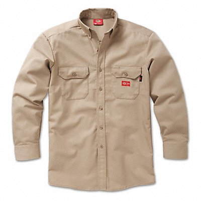 FR Button Down Work Shirt L Khaki