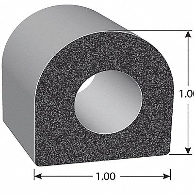 Rubber Seal D-Shaped Thick 1in H 100ft L