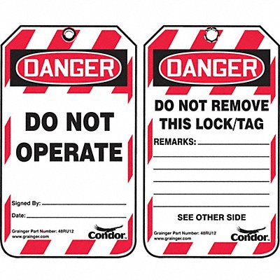 Lockout Tag Danger Do Not Operate PK100