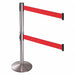 Barrier Post SS Red Belt Cast Iron Base