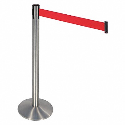 Barrier Post Gray Red Belt Sloped