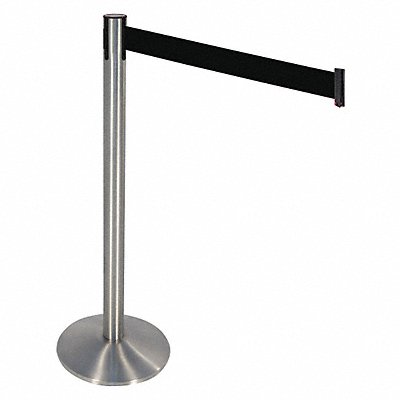 Barrier Post SS Blk Belt Cast Iron Base