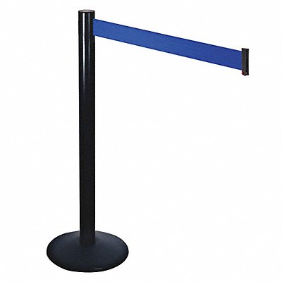 Barrier Post Blk Blue Belt Aluminum Post