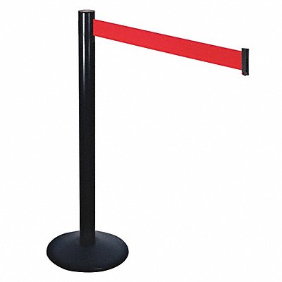 Barrier Post Blk Red Belt Aluminum Post