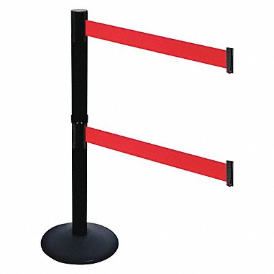 Barrier Post Blk Red Belt Sloped 40in. H